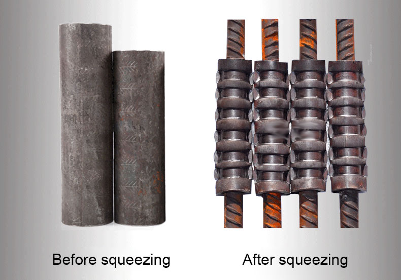 Before-after comparison pictures of Cold Extrusion Rebar Coupler