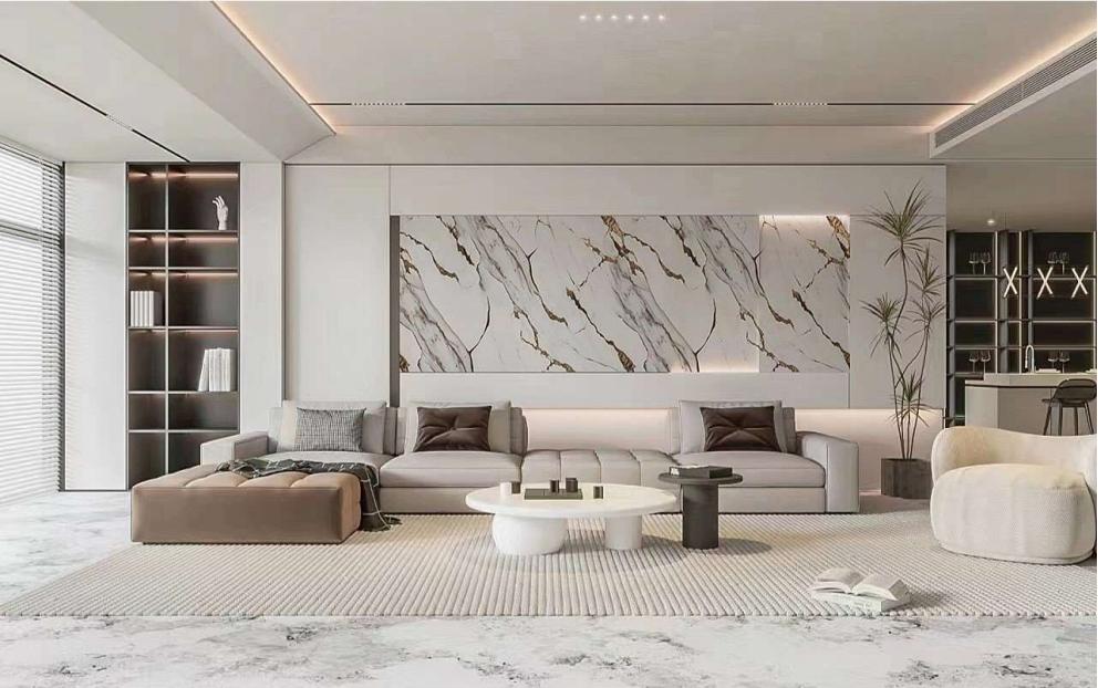 HG 3D printed wall panels-marble living room effect