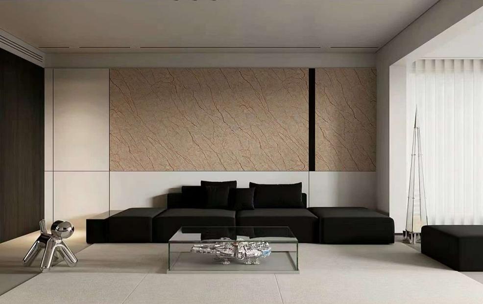 HG 3D printed background wall panel-marble livingroom effect
