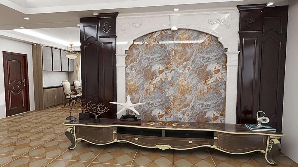 Huigong 3D printed background wall panel-livingroom effect