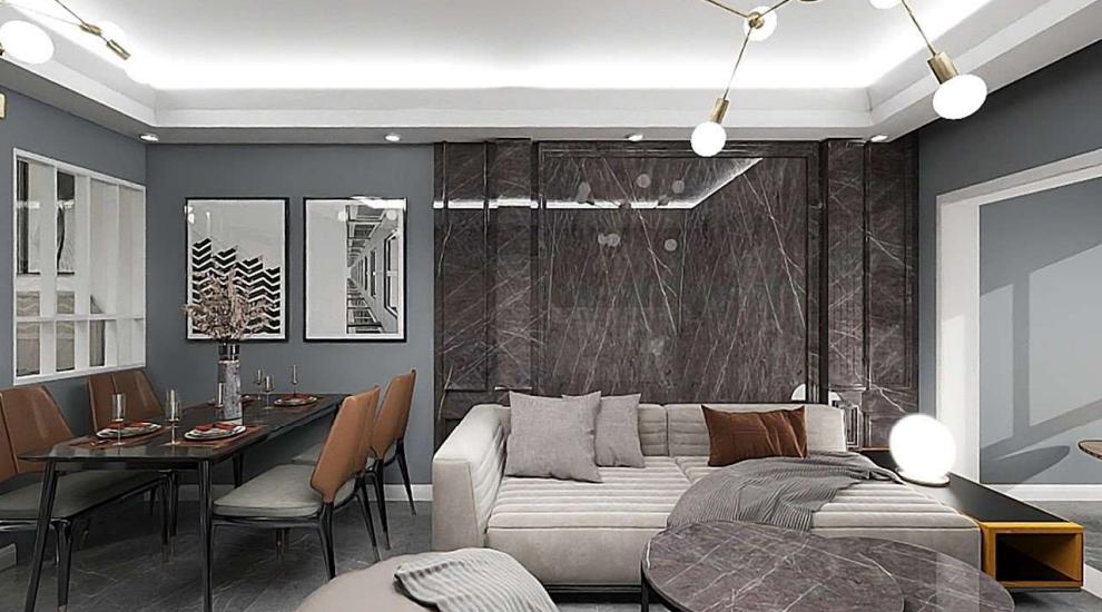 HG 3D printed background wall panel-marble livingroom effect