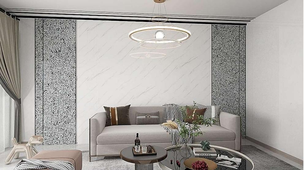 Huigong 3D printed background wall panel-marble livingroom effect