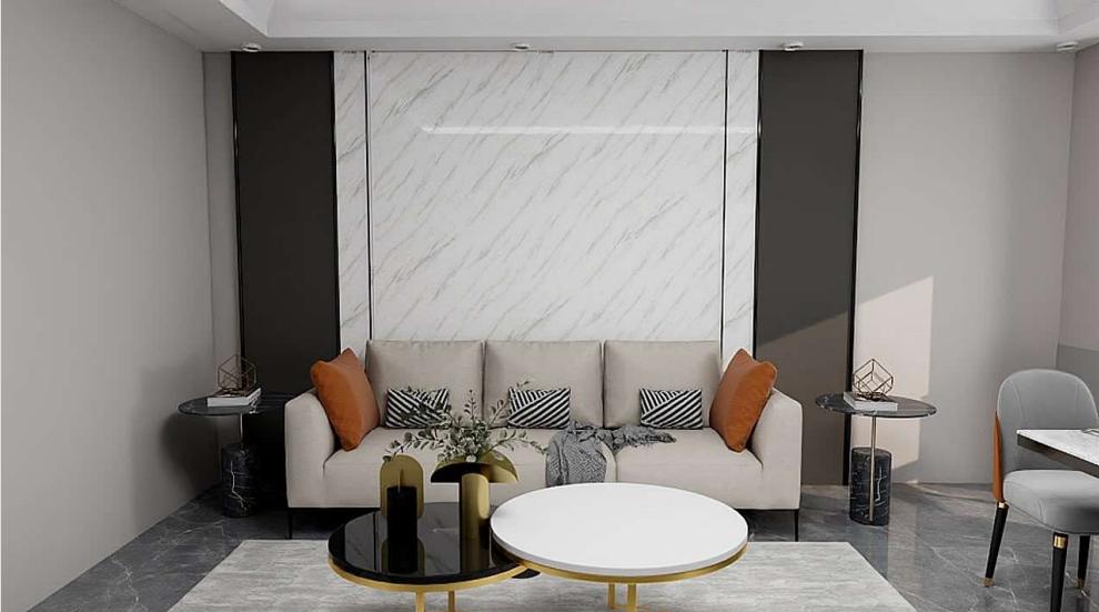Huigong 3D printed background wall panel-marble living room effect