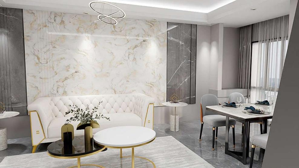 Huigong 3D printed wall panel-marble living room effect