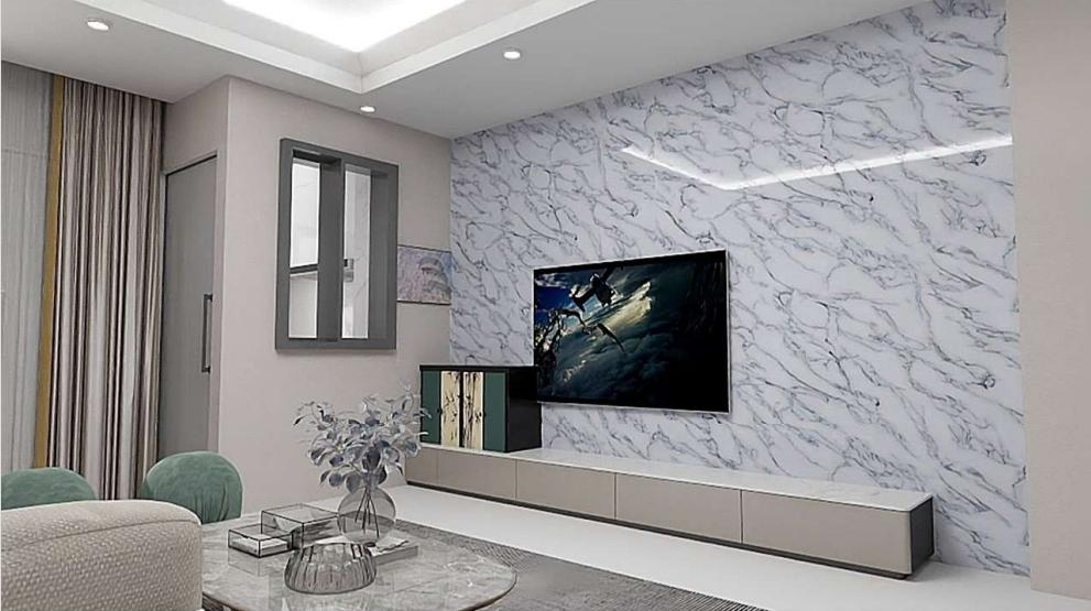 Modern 3D TV background wall design