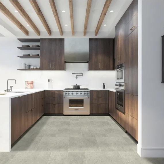 Application effect of wood grain spc floor in kitchen