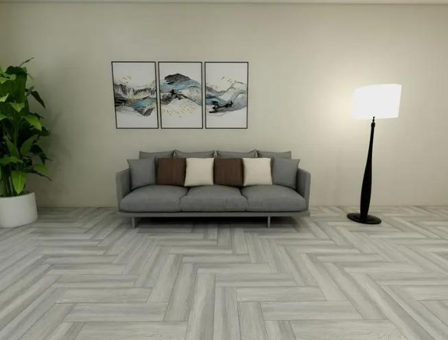 Gray herringbone spc floor