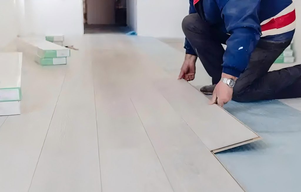 SPC floor being installed