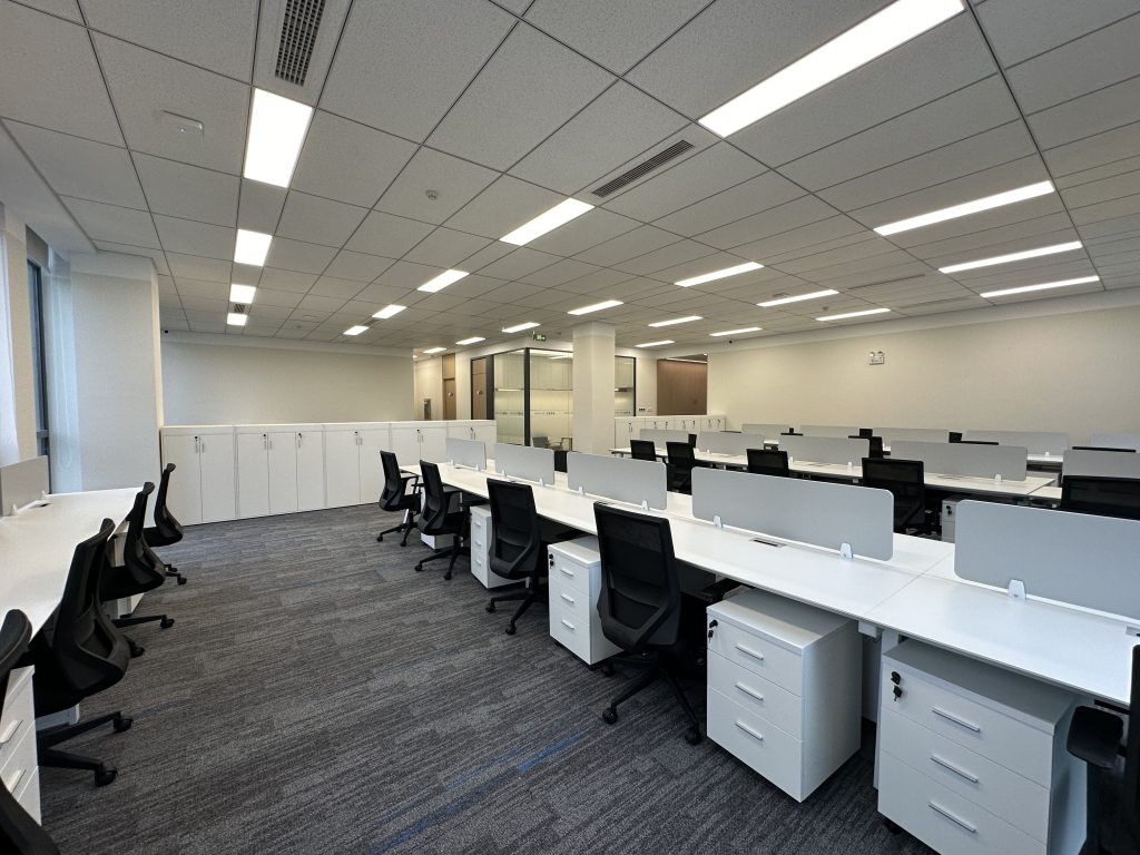 office room with wall panels