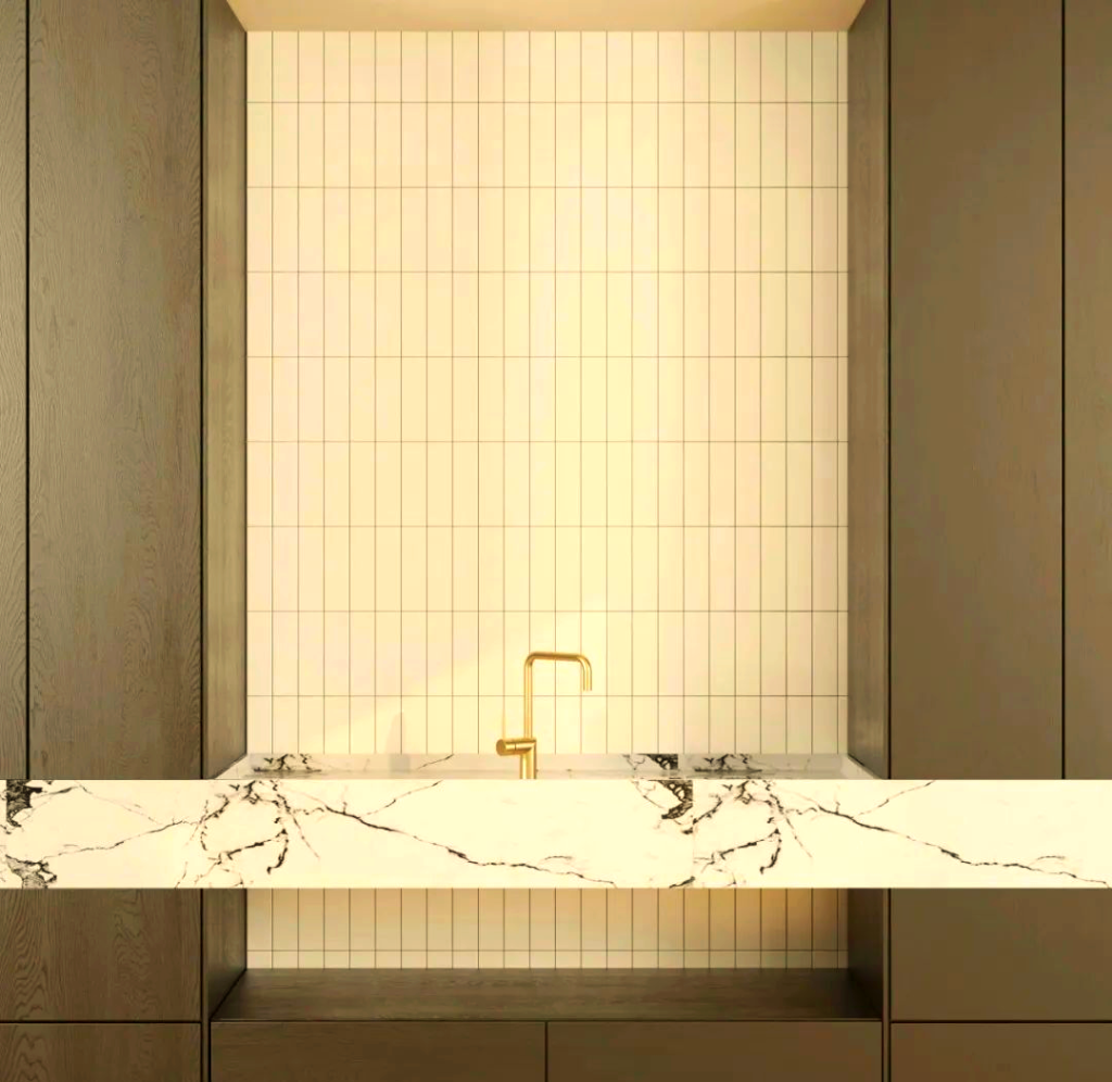 Marble SPC shower wall panel-actual effect in bathroom