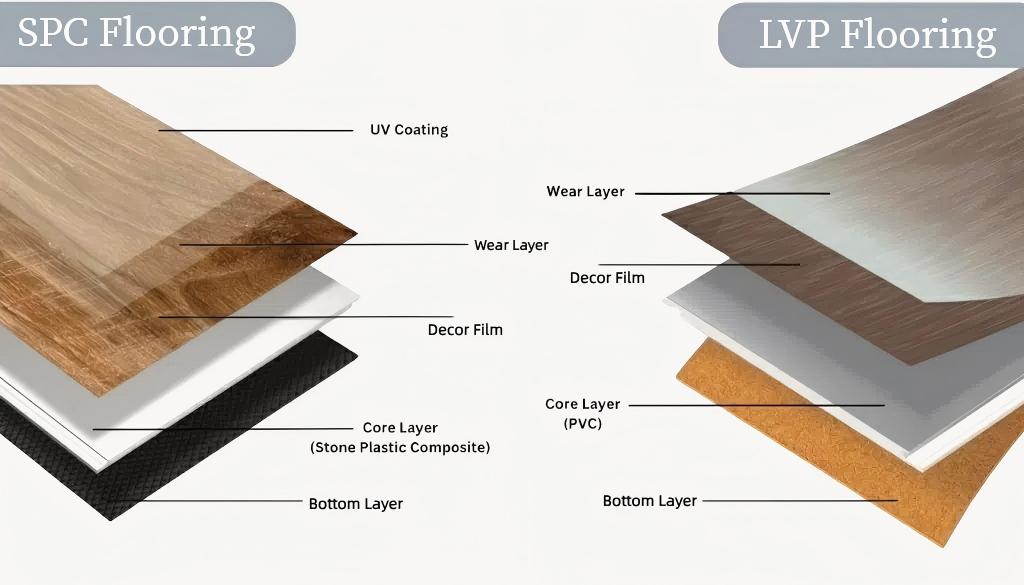 The difference between SPC floor and LVP floor structure