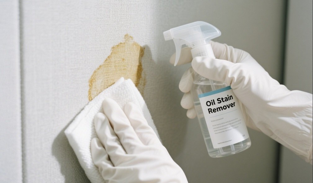 cleaning oil based stains from fabric panels