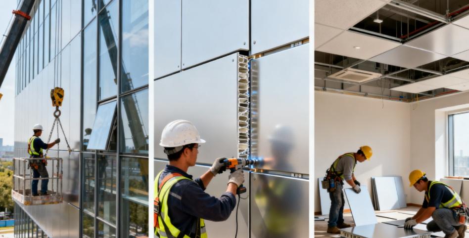 Installation of aluminum honeycomb Panels