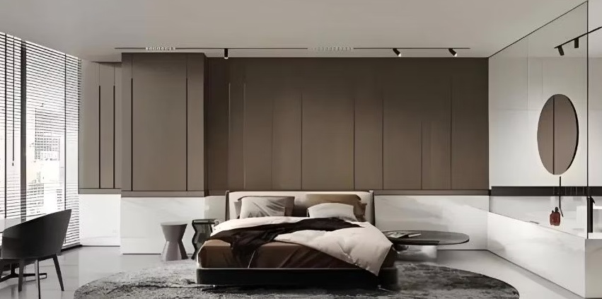 Modern Bedroom with WPC Wall Panels