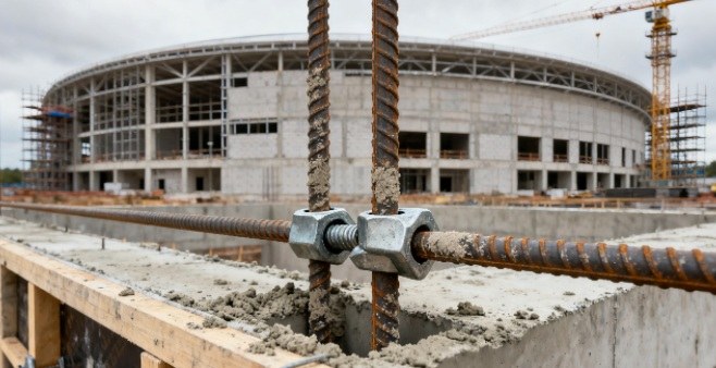 Rebar couplers in stadium project