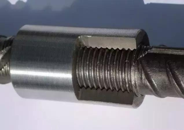 Detailed cross-sectional view of the internal structure of the straight thread sleeve rebar connector