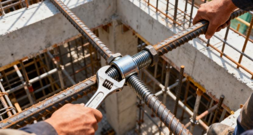 Rebar coupler in construction site