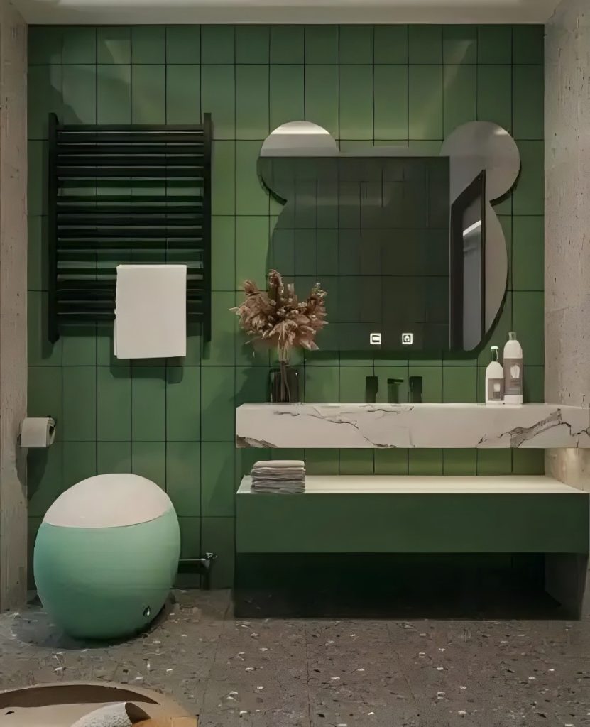 Green bathroom wall panels