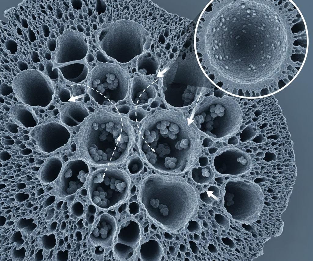 Porous structure of bamboo charcoal showing its physical adsorption mechanism