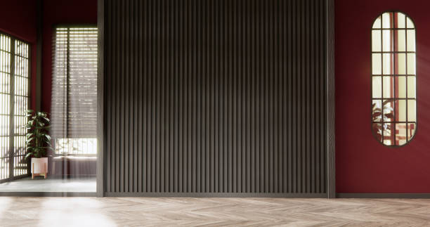 The effect of grooved wall panels in the living room