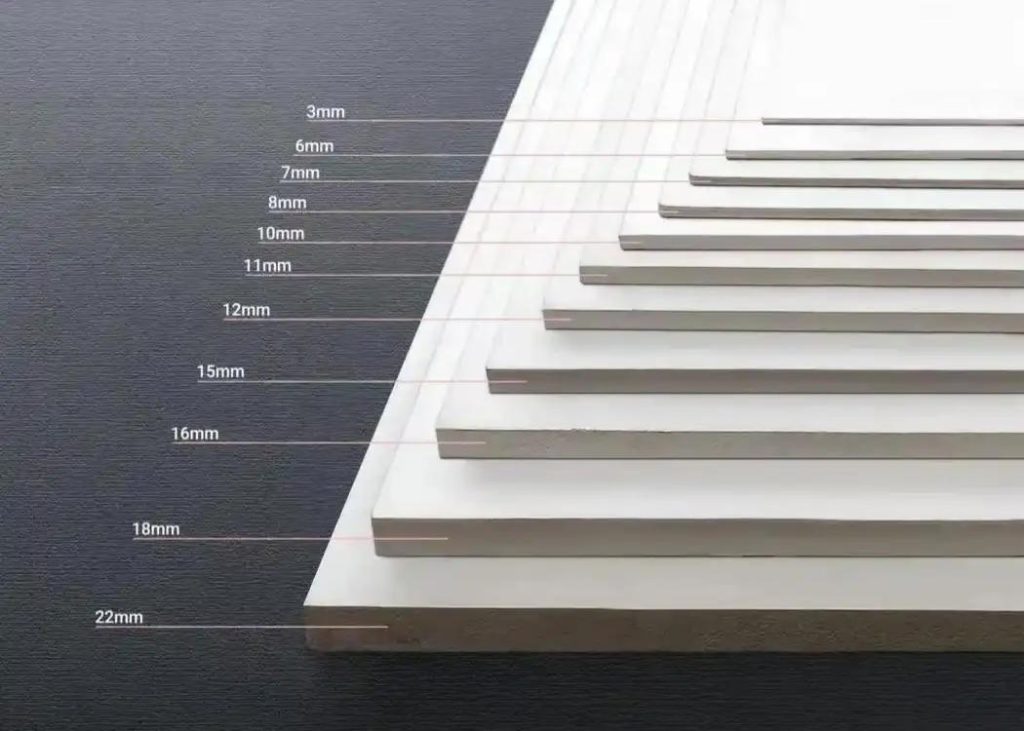 SPC wall panels of different thicknesses