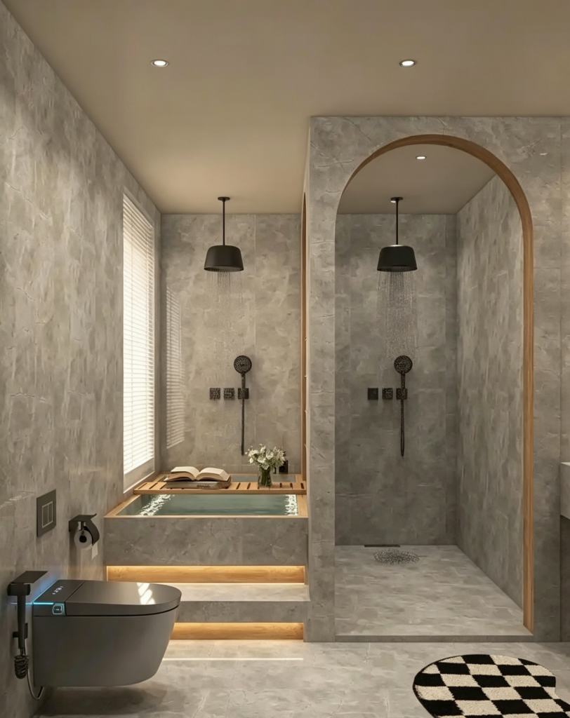 Seamless SPC wall panel bathroom