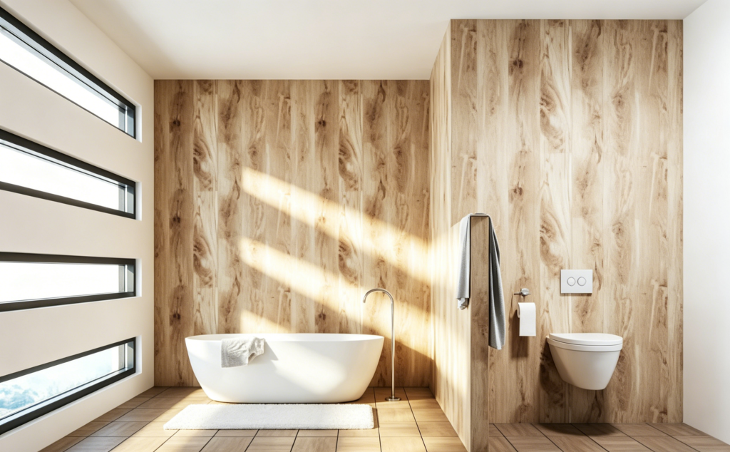 Wooden bathroom renovation