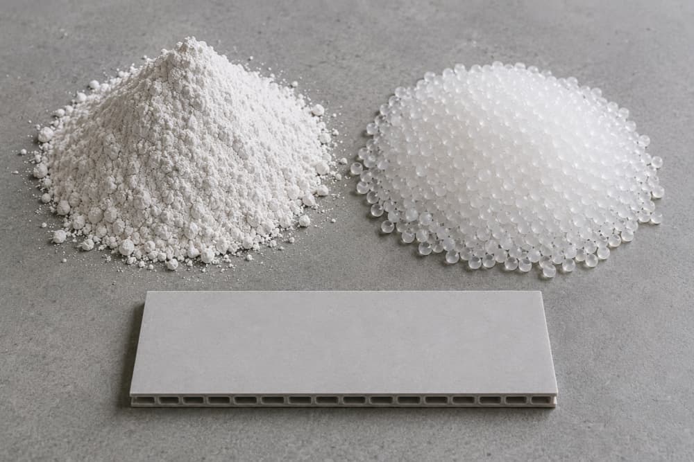 Stone powder calcium carbonate and PVC resin raw materials used in SPC flooring core