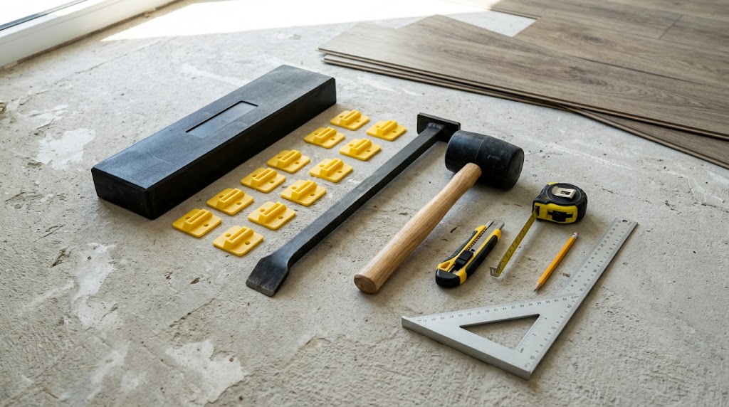 Essential tools for installing SPC flooring