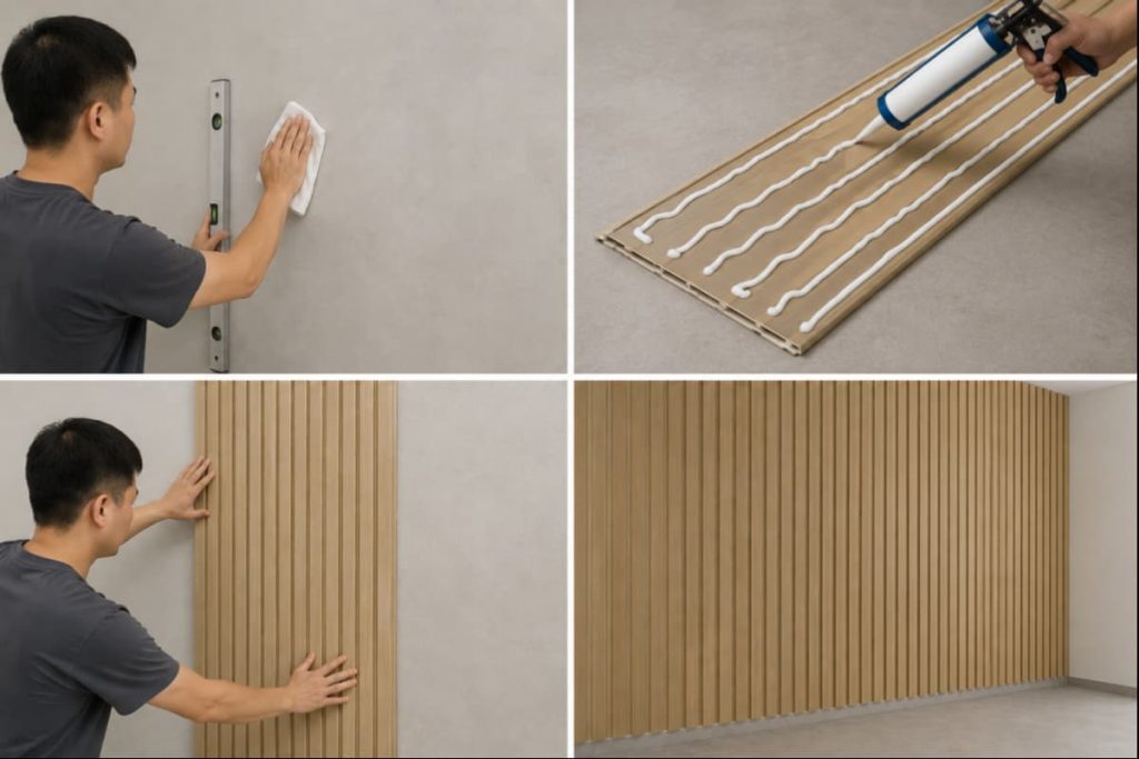 WPC Wall Panel Adhesive Installation